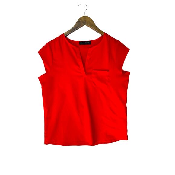Ivanka Trump Red Cap Sleeve V-Neck Blouse Top Women’s M Split Neck Office Casual - Picture 1 of 8